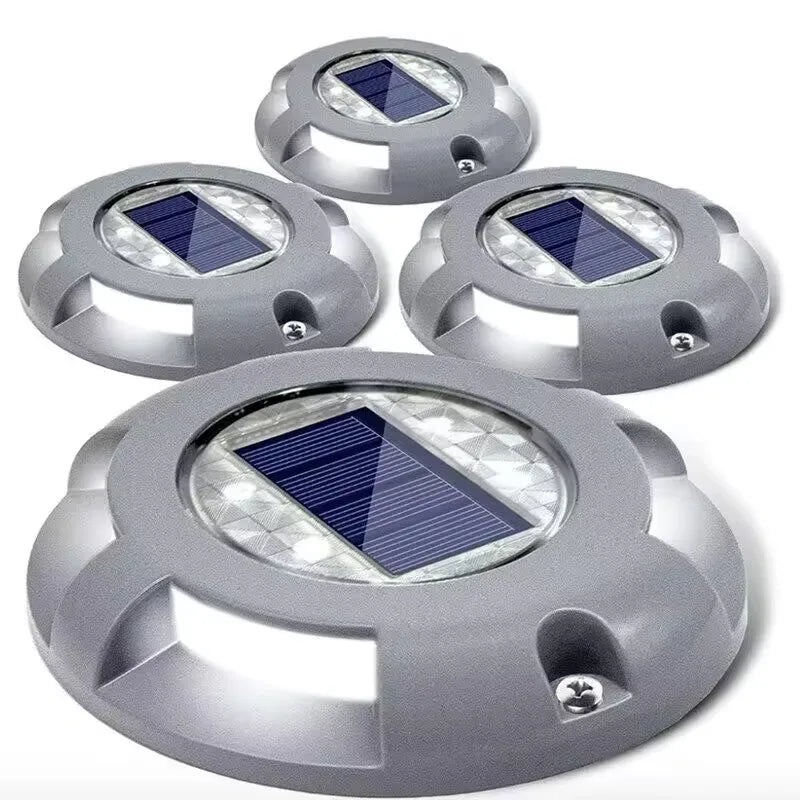 Road Safety Markers Cat Eyes Aluminum Solar Power Led Flashing Reflective Road Stud Light