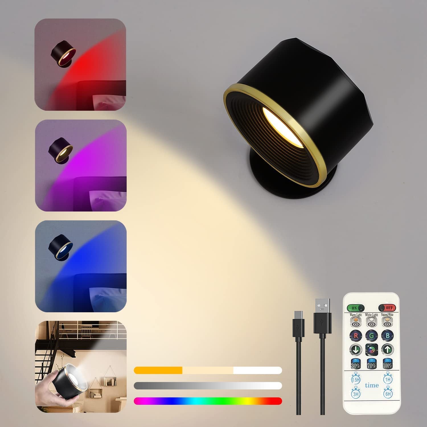 Magnetisk RGB Vägglampa med Steglös Dimming – Enkel & Modern Design
